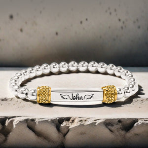 I'M A MOM TO A SON WITH WINGS-Personalized Name Memorial Bracelet