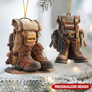 Personalized Hiking Acrylic Ornament, 2D Flat Hiking Lovers Christmas Ornament