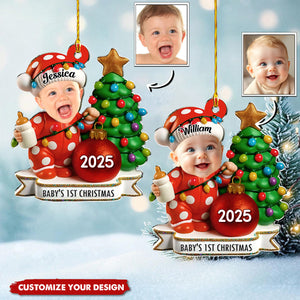 Red Dot Holiday - Personalized Baby Photo Christmas Ornament