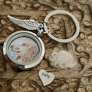Personalized Pet Fur Memorial Keychain With Photo