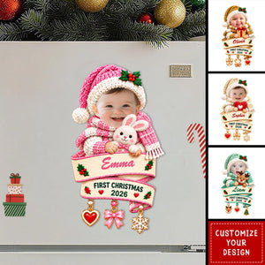Custom Photo Baby First Christmas Fridge Magnet, Newborn Keepsake Gift