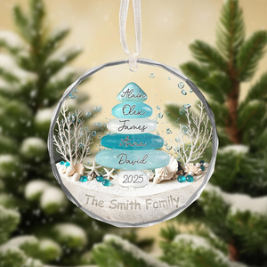 Personalized Sea Glass Tree Family Name Christmas Ornament