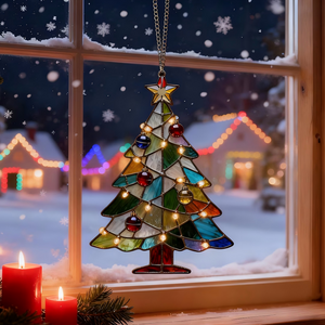 Colorful Christmas Tree Acrylic Window Hanging, Christmas Tree Suncatcher
