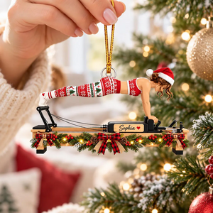 Personalized Pilates Christmas Ornament, Custom Name Pilates Lover Gift