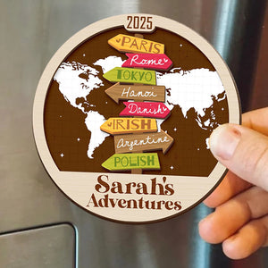 Personalized Travel Adventure Fridge Magnet, Christmas Gift