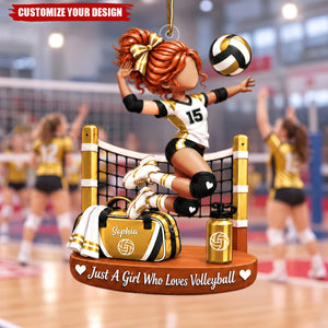 Personalized Volleyball Girl Christmas Ornament, Custom Name & Color Volleyball Christmas Gift