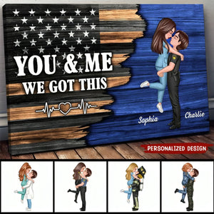 Hero Couple Nation Flag Gift by Occupation Personalized Couple Poster