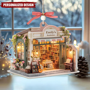 Personalized Bookstore Christmas Ornament, Unique Gift for Book Lovers