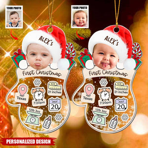 Baby's First Christmas Shakeable Ornament - Personalized Photo Customization
