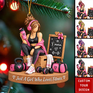 Personalized Fitness Gym Girl Ornament, Weightlifting Gym Lovers Keepsake For Her
