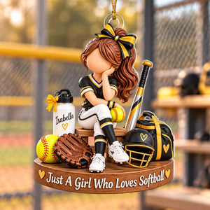 Personalized Softball Girl Ornament, Custom Name Softball Player Christmas Gift