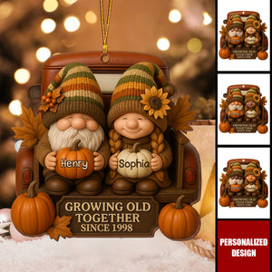 Personalized Couple Growing Old Together Custom Wood Ornament