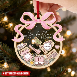 Personalized Baby's First Christmas Coquette Bow Ornament