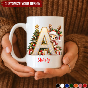 Personalized Initial Christmas Mug With Custom Name - Xmas Gift