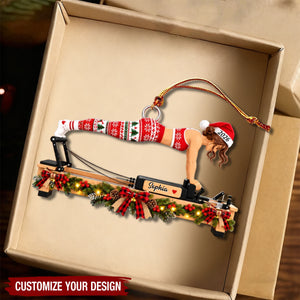 Personalized Pilates Christmas Ornament, Custom Name Pilates Lover Gift