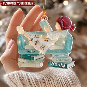 Just A Girl Who Loves Books Sea Glass Effect - Personalized Acrylic Ornament