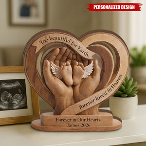Personalized Baby Memorial Heart Wooden Block, Infant Loss Remembrance Keepsake