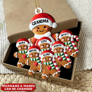 Sweet Seasonal Smiles With Gingerbread Family Design - Personalized Ornament