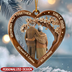 Growing Old Together Couple - Personalized Car Acrylic Hanging Ornament
