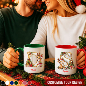 Personalized Initial Christmas Mug With Custom Name - Xmas Gift
