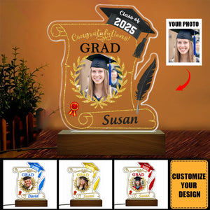 Custom Photo Congratulations Class of 2025 Graduation Acrylic Plaque LED Night Light