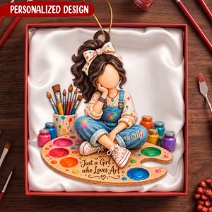 Personalized Artist Girl Christmas Ornament-Custom Name Christmas Decor