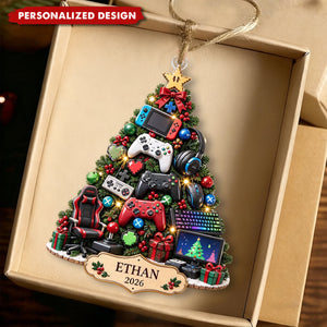 Custom Name Gamer Ornament, Gaming Christmas Tree Keepsake