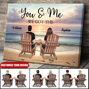Beach View Couple Sitting Beach Gift For Couple Personalized Custom Framed Canvas Wall Art
