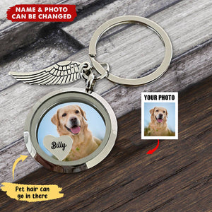Personalized Pet Fur Memorial Keychain With Photo