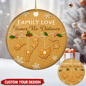 Family Love Know No Distance Cookies Style - Personalized Ceramic Ornament
