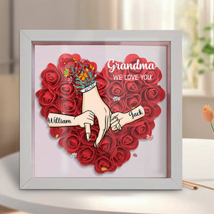 Grandma We Love You-Personalized Flower Shadow Box-Gift For Mom, Grandma