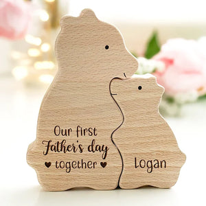 Happy Father's Day! - Personalized Handmade Name Engraved Wooden Bear Gift