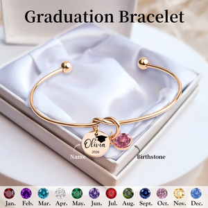 Personalized Graduation Birthstone Bracelet, Class of 2026
