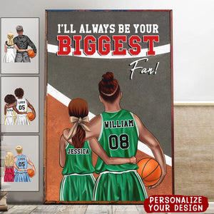 Personalized Basketball Couple Poster - Always Be Your Biggest Fan - Couple Shoulder To Shoulder