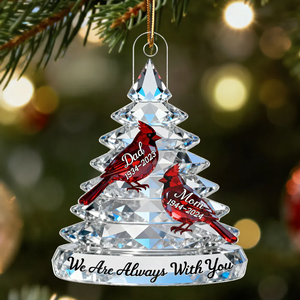 Memorial Christmas Tree Cardinals - Personalized Acrylic Ornament - Remembrance Gift
