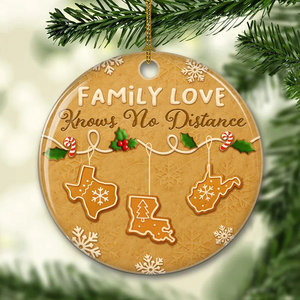 Family Love Know No Distance Cookies Style - Personalized Ceramic Ornament