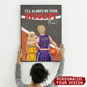 Personalized Basketball Couple Poster - Always Be Your Biggest Fan - Couple Shoulder To Shoulder