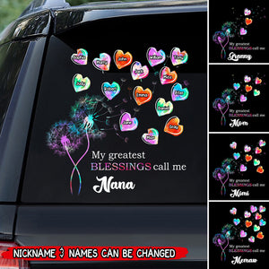 Personalized Grandma Dandelion Flower Heart Sticker