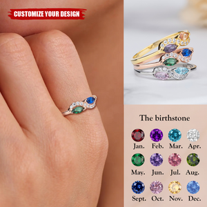 Infinity Ring, Personalized Double Marquise Birthstone Ring