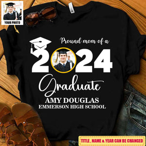 Personalized Custom Graduation Photo T-Shirt, Proud Mom Of A Graduate