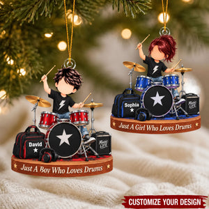 Personalized Drummer Ornament, Custom Name Drum Player Gift