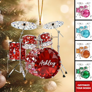 Drum Music Crystal Effect - Personalized Acrylic Ornament - Unique Gift For Drummer