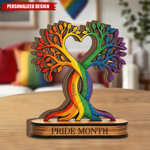 Personalized Pride Month Wooden Plaque, LGBTQ Tree Of Life Gift