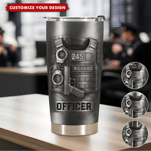 Dedication and Service Handcuffs, Gun, Officer Gear, Personalized Tumbler