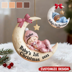 Personalized Baby’s First Christmas Ornament - Moon Acrylic Keepsake