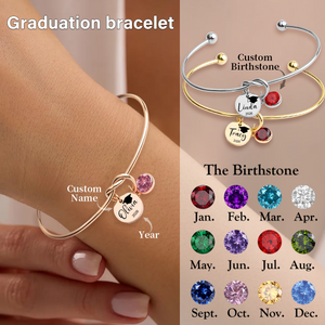 Personalized Graduation Birthstone Bracelet, Class of 2026