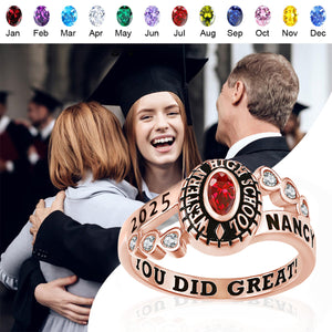 High School College University Birthstone Customized Class Ring