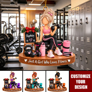 Personalized Girl Fitness Gym Ornament, Just A Girl Who Loves Fitness Christmas Ornament