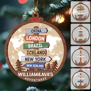 Travel Adventure Personalized Wood Ornament