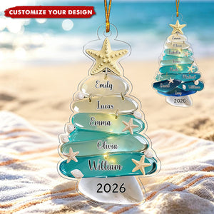 Personalized Family Sea Glass Effect Christmas Ornament